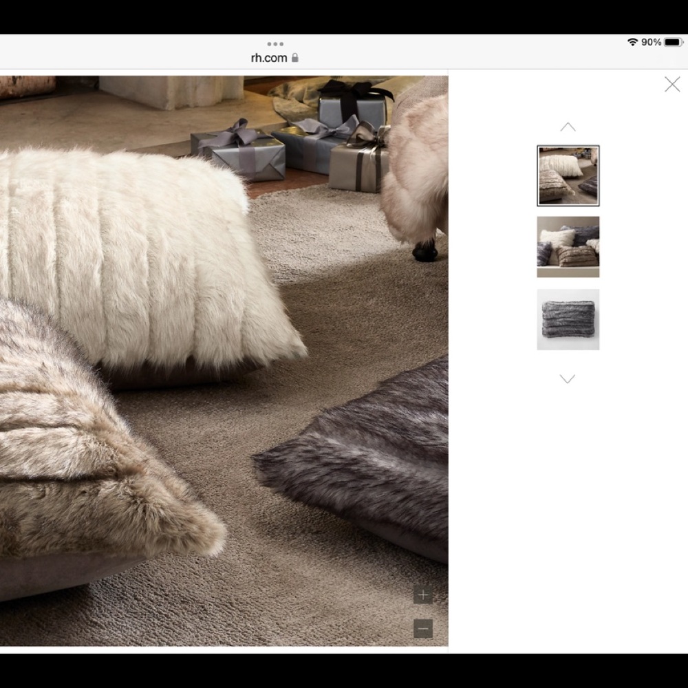 RH Faux Fur Lumbar Channel Pillow Covers (2)